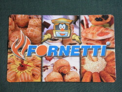 Kártyanaptár, Fornetti pékség,Kecskemét, Igal,grafikai rajzos, reklám figura, 2001, (6)
