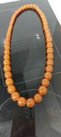 Old amber string of beads