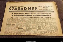 Szabad nép 1947. May 2 price 8000 ft old used, more than 30 in the condition shown in the pictures