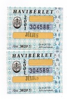 Bkv pass, July 2001, serial numbered in 2 pairs
