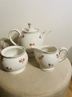 Retro granite porcelain teapot, sugar bowl and milk spout