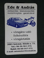 Card calendar, ede & andrás car, motorcycle service, solymár, bmw 5 car, motorcycle, drawing, 2001, (6)