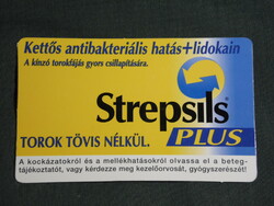 Kártyanaptár, Richter Gedeon gyógyszergyár, Strepsils Plus, fájdalomcsillapító tabletta, 2001, (6)