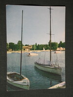 Postcard, Balaton castle, coast detail, sailing port