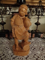 Vintage carved wooden statue cheap! Wine cellar