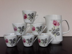 Alföldi porcelain rose jug with 6 glasses