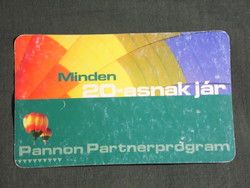 Kártyanaptár, Pannon GSM mobiltelefon szolgáltató, hőlégballon, 2002, (6)
