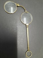 Antique fire gilded openable zigzag, eyepiece, glasses.