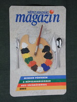 Kártyanaptár, Népszabadság napilap,újság, magazin, 2002, (6)