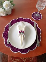 Crocheted plate and coaster with napkin ring, even for special occasions