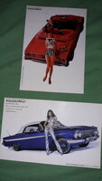 Antik amerikai képeslap reprintek CHEVROLET autók PIN -UP lányok 2db egyben a képek szerint