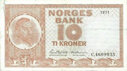 10 Korona kroner 1971 Norway