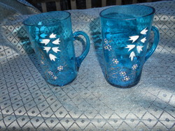 2 Pcs hand-painted antique glass glasses with enamel, special beautiful base color. 1400 / Pcs