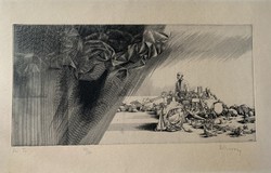 Copper engraving by Csaba Rékassy