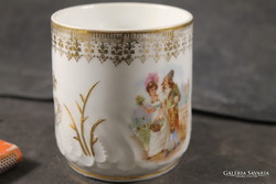 Antik barokk jelenetes bögre - csésze - pohár