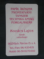 Kártyanaptár, Kovács Lajos tanár vállalkozó,Győr, papír írószer nyomtatvány üzlet , 2003, (6)