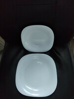 Modern white rectangular flat and deep plate with 2 together.