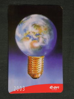 Card calendar, teacher, e-on power provider, graphic, globe bulb, 2003, (6)
