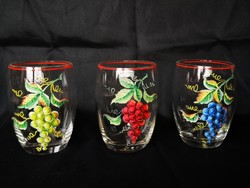 Fabulous, antique Biedermeier hand-painted blown glass wine glasses