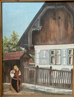 Street view of Kalotaszeg oil/canvas