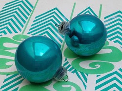 Retro glass Christmas tree decoration blue sphere glass decoration 2 pcs