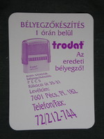 Kártyanaptár, Baka Sándor Trodat bélyegzőkészítő üzlet, Pécs, 2003, (6)