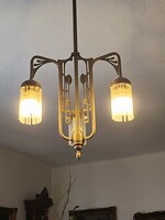 Art Nouveau copper chandelier