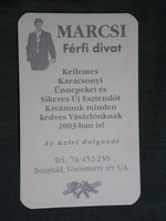 Card calendar, festive, March men's fashion clothing store, bonyhád, 2003, (6)