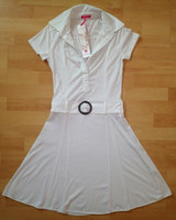 New label elastic elastic collar white women's Italian shirt dress shirt dress