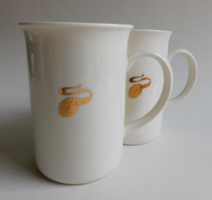 Pair of Zsolnay gold coffee bean tchibo mugs