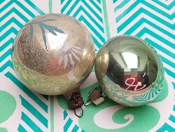 Old glass Christmas tree ornament sphere glass ornament 2 pcs