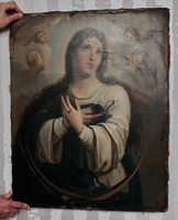 Biedermeier Virgin Mary oil painting 19th century