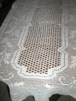 Beautiful hand crocheted antique white tablecloth runner