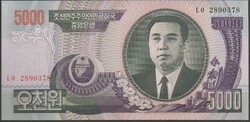 D - 093 - foreign banknotes: 2002 North Korea 5000 won unc