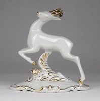 1Q330 old gilded royal dux porcelain deer