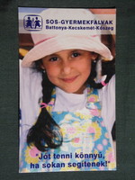Kártyanaptár, SOS gyermekfalvak, Battonya,Kecskemét,Kőszeg, gyerek modell , 2003, (6)