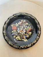 Vásárhely majolica black decorative wall plate from the first half of the 1900s