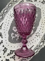 Gyönyörű bíbor lila üveg talpas pohár, vintage kehely