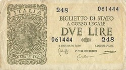 2 Lire lira 1944 Italy 3.