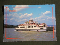 Postcard, Balaton, Száltód - Tihany ferry, Kisfaludy Sándor boat