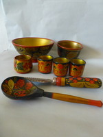 Russian lacquer wooden serving accessories
