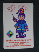 Kártyanaptár, Körös Print Pack Kft., Békéscsaba, reklám grafika, grafikai rajzos, bohóc, 2003, (6)