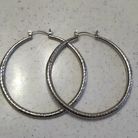 New, steel, engraved large hoop earrings