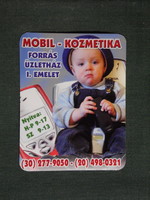 Kártyanaptár, kisebb méret, Mobil Kozmetika mobiltelefon üzlet, Pécs, Új forrás,, 2003, (6)