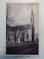 Old, post-clean Karinger postcard: Budapest, Capuchin church, 40s
