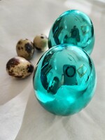 Ceramic decorative egg - nickel-plated blue / 2 pcs.
