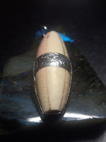 Silver pendant with antique bone inlay