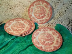 English, scenic porcelain cake plate...6 Pcs.