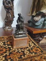 A small bronze statue depicting Sándor Petőfi on a marble pedestal. 20.5 cm high. Very nicely cast