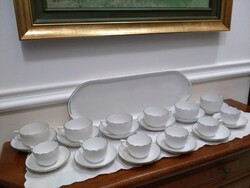 Herend tea and coffee cups with giga tray, green edge + white sugar holder 26 pieces!